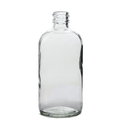 8OZ FLINT BOSTON ROUND GLASS BOTTLE - 24-400 NECK