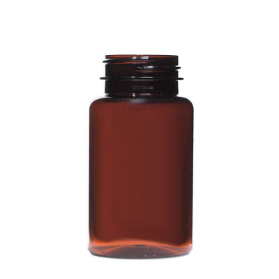 120CC AMBER PET WIDE MOUTH ROUND PLASTIC BOTTLE - 38-400 NECK