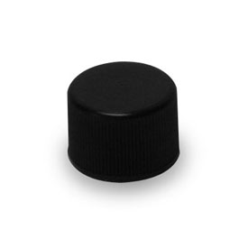 18-410 BLACK FINE RIBBED SIDE STIPPLED TOP PLASTIC CT CAP