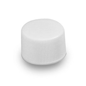 20-410 WHITE FINE RIBBED SIDE STIPPLED TOP WITH HOLE PLASTIC CT CAP