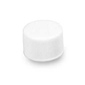 24-410 WHITE RIB SIDE MATTE TOP PLASTIC CT CAP WITH CONE LINER