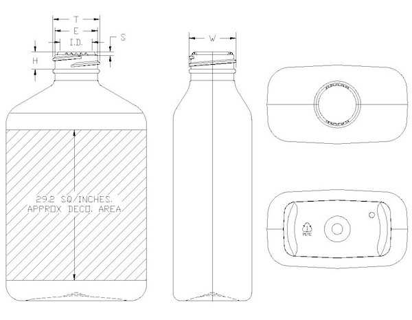 350ML METRIC OVAL PET WITH 28-400 NECK FINISH