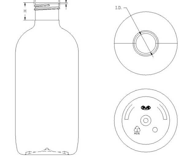 250ML METRIC ROUND PET WITH 24-410 NECK FINISH