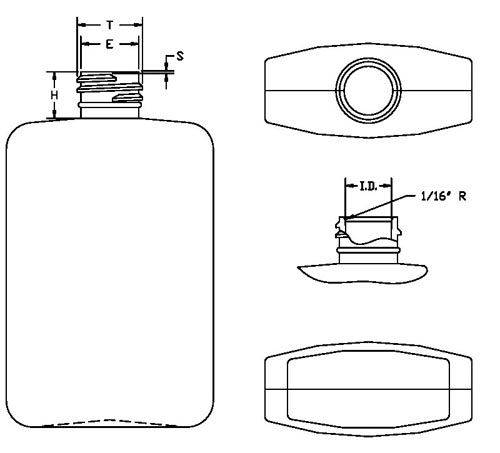 4OZ WHITE CLASSIC OBLONG HDPE WITH 20-410 NECK FINISH