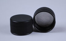 28-410 BLACK RIB SIDE / MATTE TOP PP CONTINUOUS THREAD (CT) CAP WITH SG75 PRT LINER