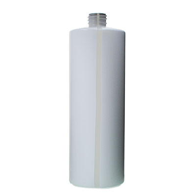 32OZ White HDPE WINDOW STRIPE ROUND - 28-410 NECK