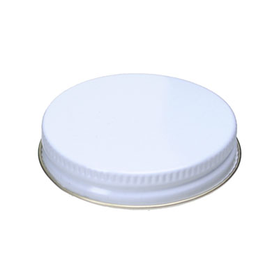 53- 400 WHITE THREAD AND KNURLED EDGE METAL SCREW CAP - PULP AND POLY LINER