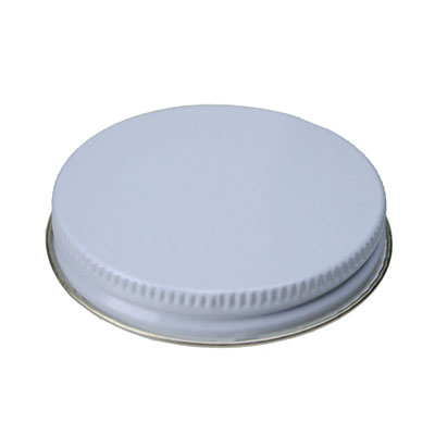 58- 400 WHITE THREAD AND KNURLED EDGE METAL SCREW CAP - PULP AND POLY LINER