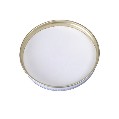 89-400 WHITE THREADS AND KNURLED EDGE METAL SCREW CAP - PULP AND POLY LINER-detail image