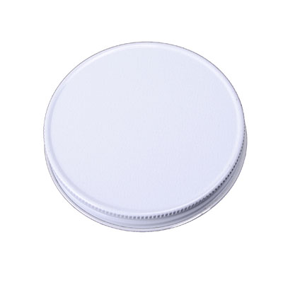 89-400 WHITE THREAD AND KNURLED EDGE METAL SCREW CAP - PLASTISOL LINER
