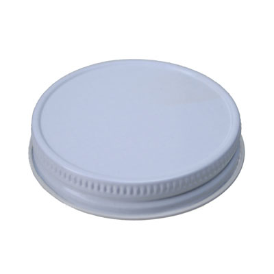 58-400 WHITE THREAD AND KNURLED EDGE METAL SCREW CAP - PLASTISOL LINER