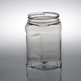 64OZ WHITE RIBBED GRIPPED JAR SQUARE PET WITH 110-400 NECK FINISH