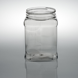 64OZ WHITE RIBBED GRIPPED JAR SQUARE PET WITH 110-400 NECK FINISH