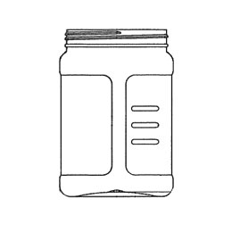 64OZ NATURAL GRIPPED JAR SQUARE PET WITH 110-400 NECK FINISH
