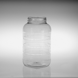 128OZ RIBBED BARREL ROUND PET WITH 100-400 NECK FINISH