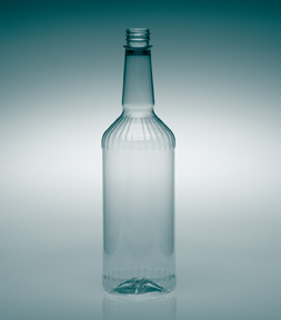 1LITER CLEAR FLUTED LONGNECK ROUND PET WITH 28-410 NECK FINISH