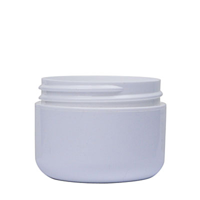 PLASTIC JAR: 1 OZ WHITE PS/PP DOUBLE WALL ROUND BASE ROUND 53-400