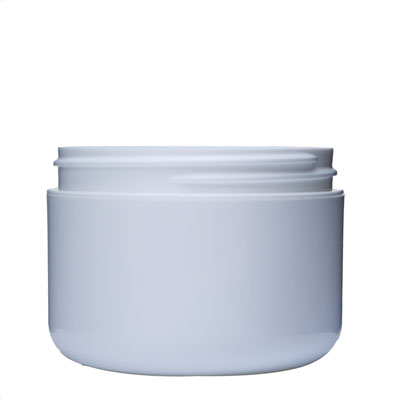 PLASTIC JAR: 8 OZ WHITE PS/PP ROUND BASE DOUBLE WALL ROUND 89-400
