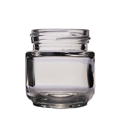 1OZ FLINT ROUND BASE HEAVY WEIGHT ROUND GLASS JAR - 40-400 NECK