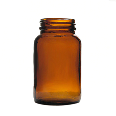 150CC AMBER WIDE MOUTH ROUND GLASS - 45-400