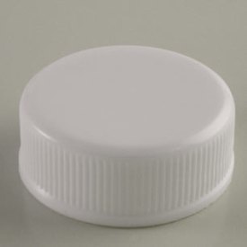 28-400 WHITE RIB SIDE SMOOTH TOP PLASTIC CT CAP