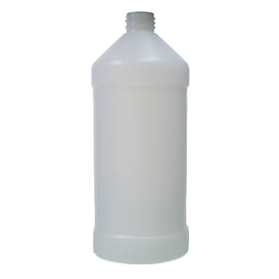 32OZ NATURAL HDPE MODERN ROUND PLASTIC BOTTLE - 28-410 NECK