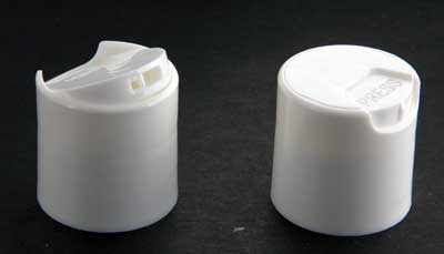 24-410 WHITE SMOOTH SIDE EASY OPEN DISC TOP CAP (0.312 X 0.110" ORIFICE)