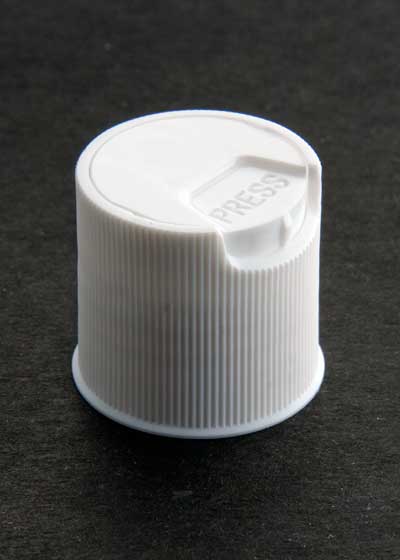 24-410 WHITE RIB SIDE EASY OPEN DISC TOP CAP (0.312" X 0.110" ORIFICE)