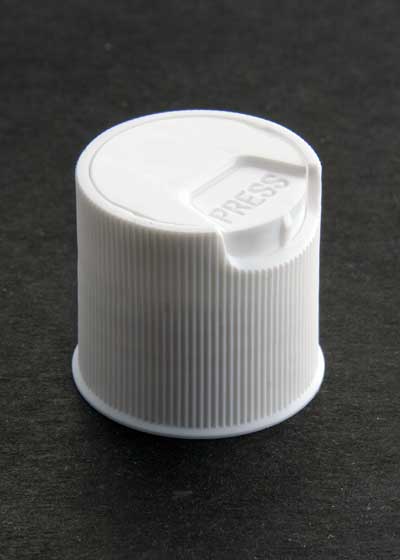 24-410 WHITE RIB SIDE EASY OPEN DISC TOP CAP (0.312" X 0.110" ORIFICE)