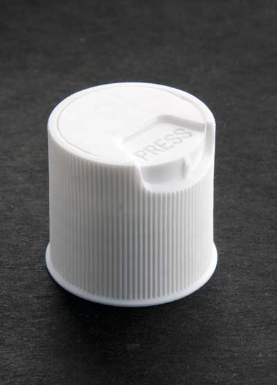 24-410 WHITE RIB SIDE EASY OPEN DISC TOP CAP (0.166" X 0.110" ORIFICE)