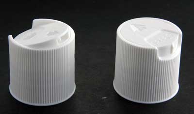28-410 WHITE RIB SIDE EASY OPEN DISC TOP CAP (0.343" X 0.118" ORIFICE)