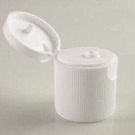 28-415 WHITE RIB SIDE DISPENSING FLIP TOP CAP - 0.125" ORIFICE