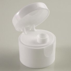 24-410 WHITE SMOOTH SIDE DISPENSING FLIP TOP CAP - 0.125" ORIFICE