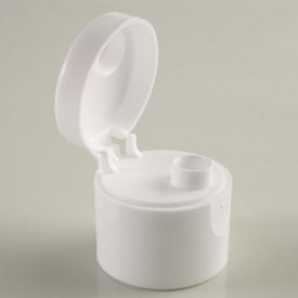 24-410 WHITE SMOOTH SIDE FLIP TOP DISPENSING CAP - 0.250" ORIFICE