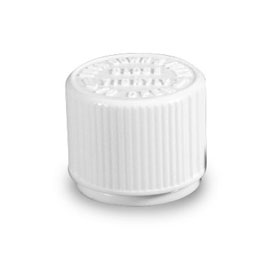 24MM WHITE RIB SIDE TEXT TOP PLASTIC CT CAP