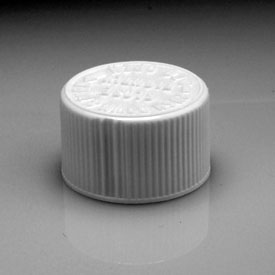 24MM WHITE RIB SIDE TEXT TOP PLASTIC CHILD RESISTANT CAP