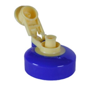 28-400 BLUE SMOOTH SIDE DISPENSING FLIP TOP PLASTIC CAP - 0.120" ORIFICE