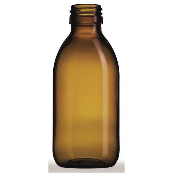 180ML AMBER SYRUP GLASS BOTTLE - 28MM NECK