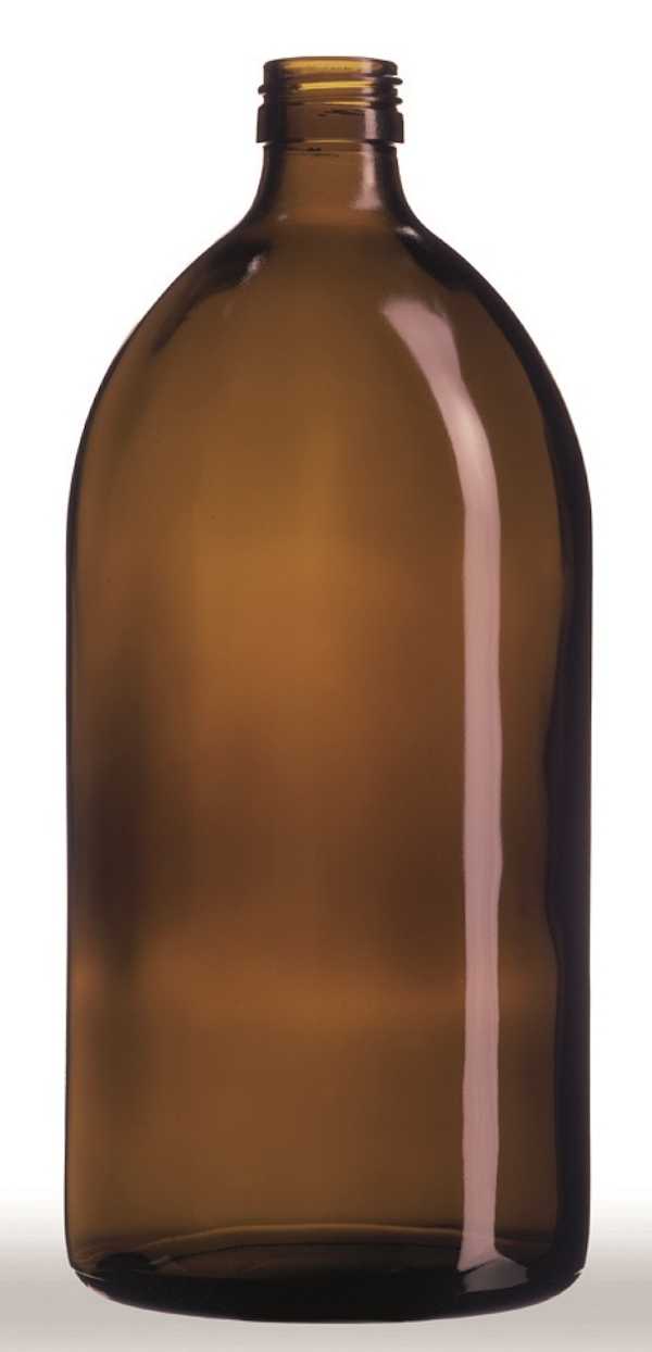 1000ML AMBER SYRUP GLASS BOTTLE - 28MM NECK