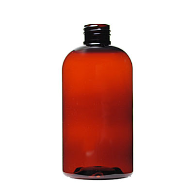 8OZ AMBER PET BOSTON ROUND - 24-410 NECK