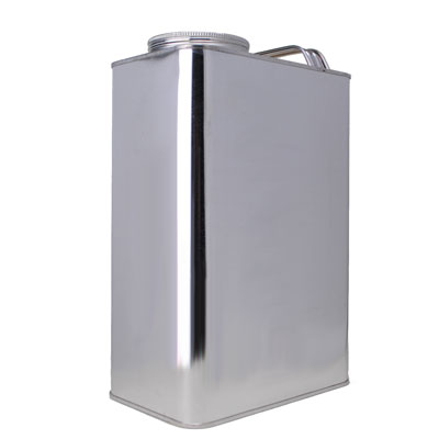 1 GALLON SILV ER TIN PLAIN F-STYLE CAN 3" CAP INCLUDED RECTANGULAR - 70MM NECK-detail image