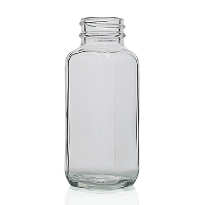 4OZ FLINT GLASS WIDE MOUTH FRENCH SQUARE  WITH 33-400 NECK FINISH