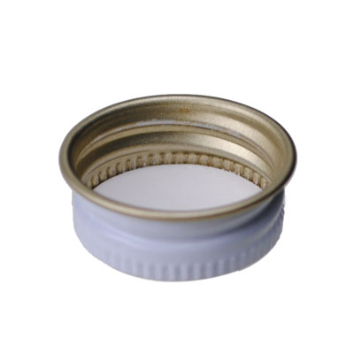 22-400 WHITE THREAD AND KNURLED EDGE METAL SCREW CAP - PULP & POLY LINER-detail image