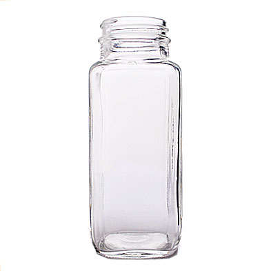 8OZ FLINT WIDE MOUTH FRENCH SQUARE GLASS BOTTLE - 43-400 NECK-detail image