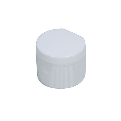 24- 410 WHITE RIB SIDE MATTE TOP FLIP TOP PLASTIC DISPENSING CAP - 0.125" ORIFICE-detail image