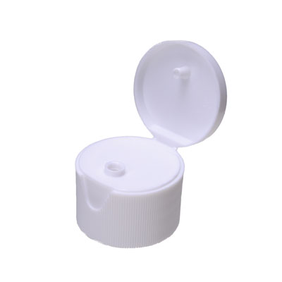 28-410 WHITE RIB SIDE MATTE TOP FLIP TOP DISPENSING CAP - 0.125" ORIFICE