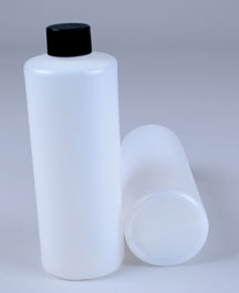16OZ NATURAL PLASTIC CYLINDER BOTTLE WITH BLACK PLASTIC CAP