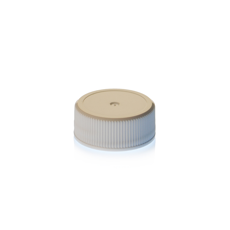 24-400 WHITE RIB SIDE MATTE TOP SHALLOW SKIRTEDPLASTIC CLOSURE