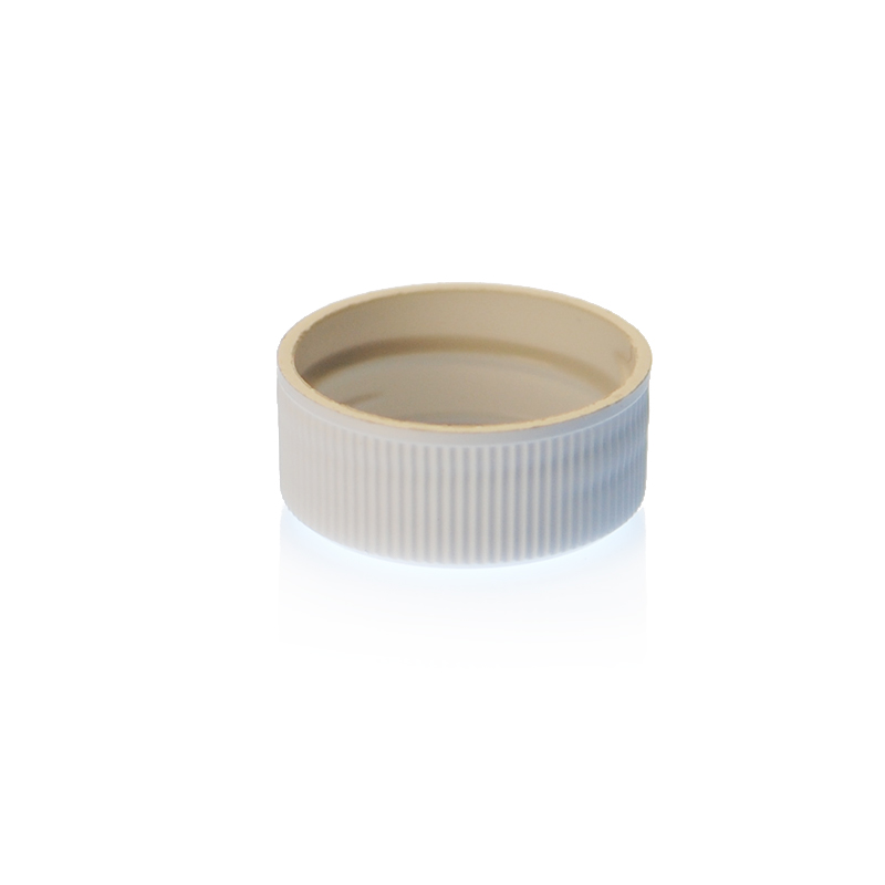 24-400 WHITE RIB SIDE MATTE TOP SHALLOW SKIRTEDPLASTIC CLOSURE-detail image