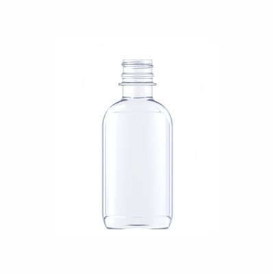 100ML CLEAR PET SYMMETRICAL LIQUOR FLASK WITH 24MM NECK DIAMETER